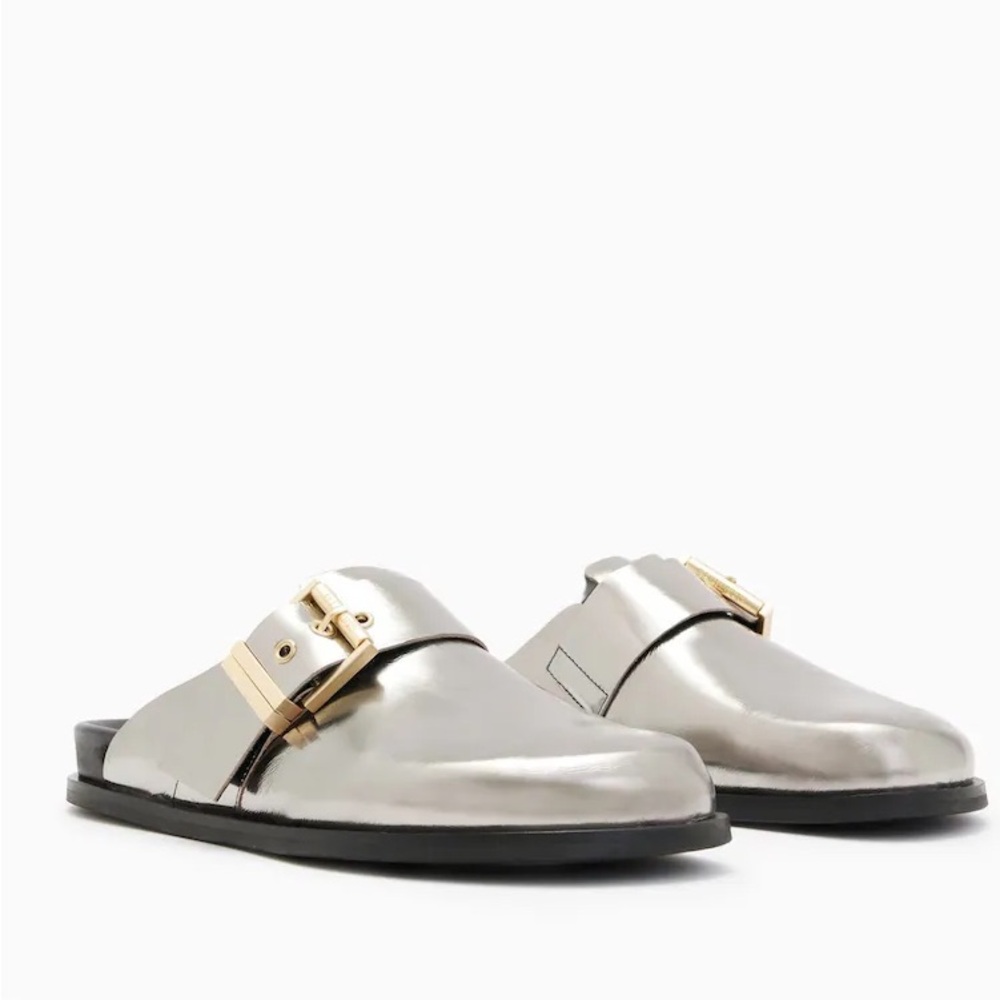 ALL SAINTS Venus Metallic Leather Shearling Mules
MIRROR SILVER
UK 7/US 10/EU 40